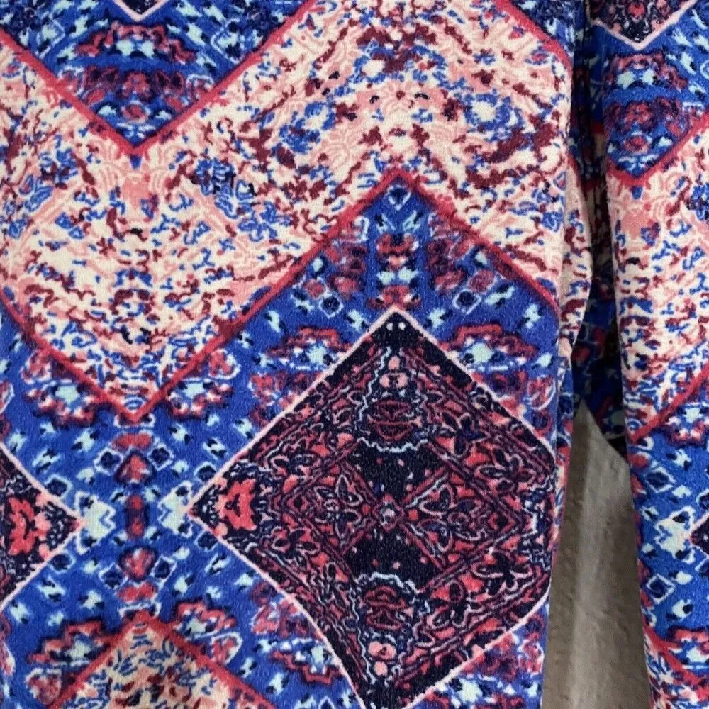 1st Kiss Girls L (6X) Purple Blue Geometric Pattern Leggings Stretch Activewear
